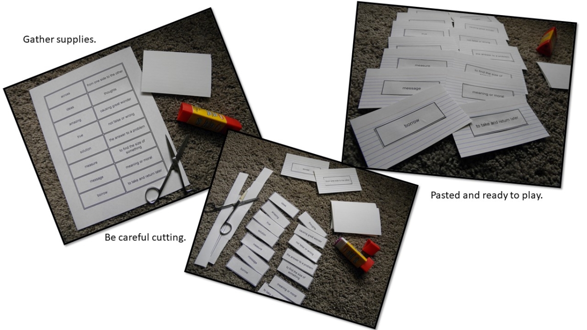 Series of images showing stages of making cards.